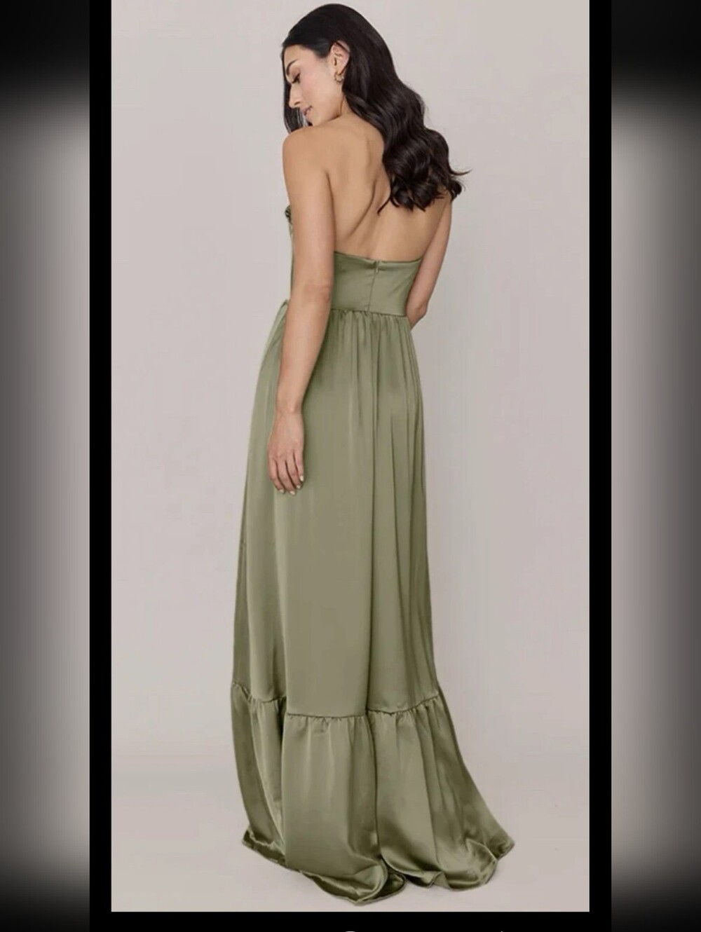 Revelry Womens Valentina Green Satin Bridesmaid Maxi Dress Removable Straps. 4 - Picture 3 of 9